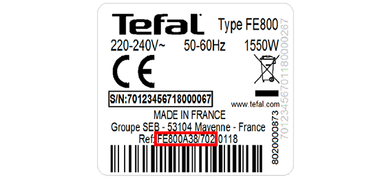 Emplacement de la référence produit
